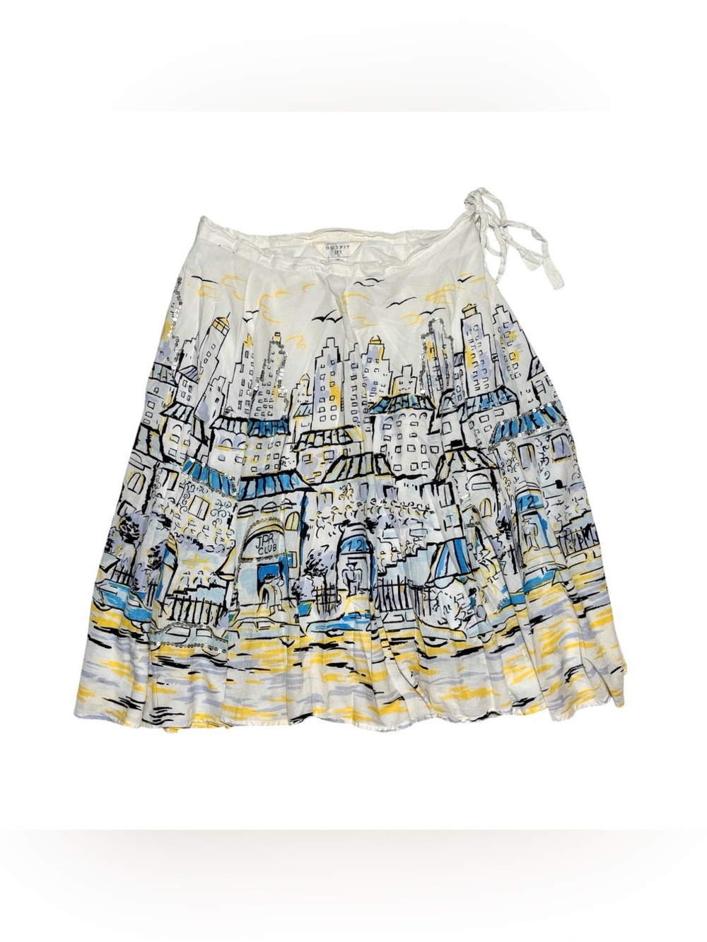 Outfit JPR 1950’s style skirt Paris cityscape print & sequin, below the knees - Picture 2 of 7